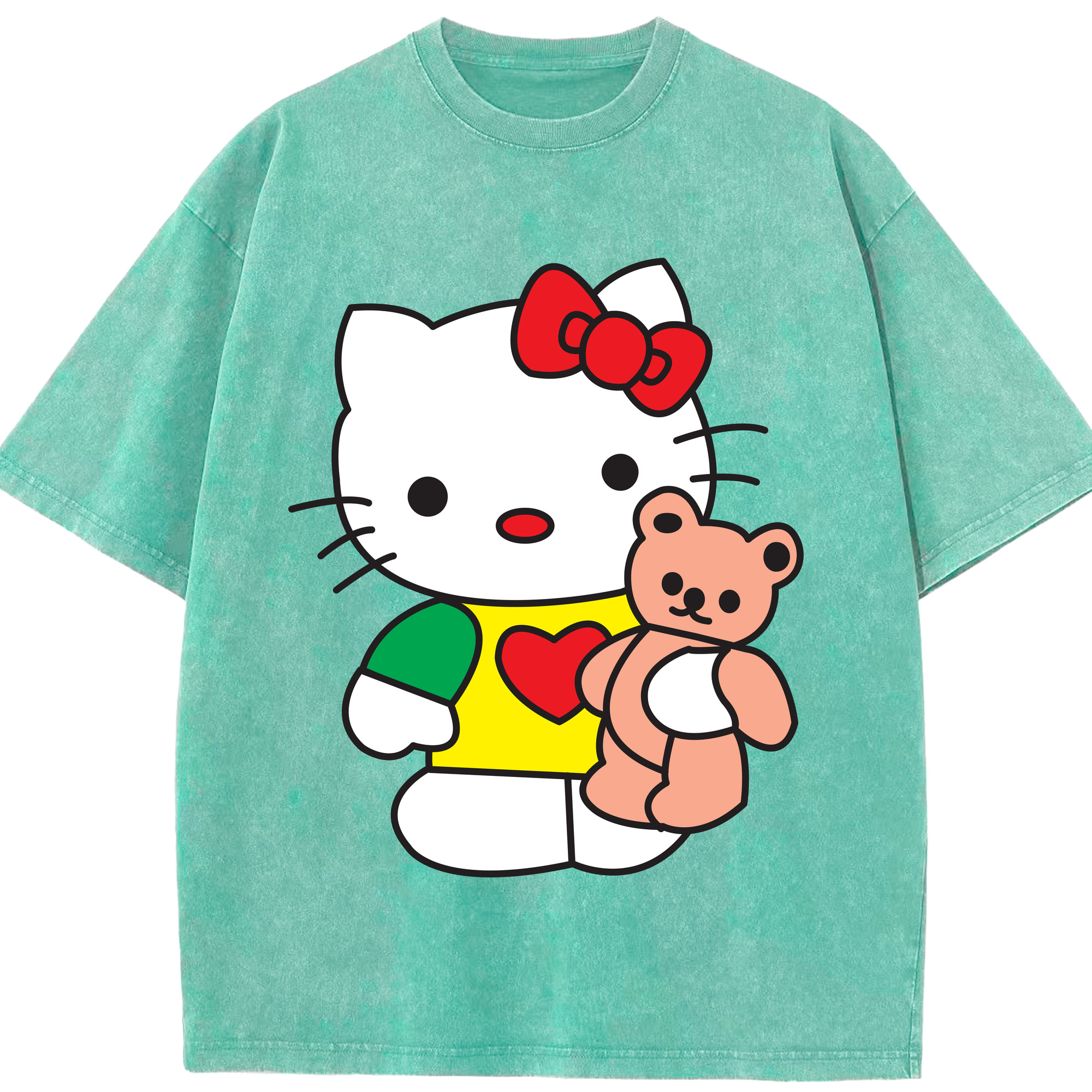 （画像用） Hello Kitty ハローキティ 綿100% ヴィンテージ風 半袖Tシャツ（フロントプリント）
